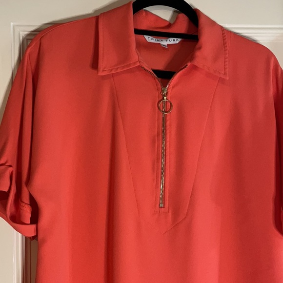 Trina Turk Deep Coral SZ M Zippered Top - Picture 4 of 7